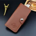 Men long brown wallet faux leather business clutch card holder retro fashion casual purse. - Tan