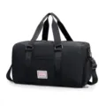Große schwarze Sporttasche mit Schuhfach, Reisetasche Fitnesstasche für Damen und Herren - Schwarz