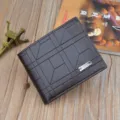 Men's short leather wallet, dark brown horizontal folding coin purse with card slots. - Dark Coffee