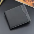 Men's short leather wallet business casual multi-card slot black wallet stylish design - Black
