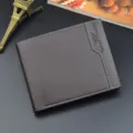 Men's short leather wallet dark brown multi-card slot fashion business casual coin purse - Dark Coffee