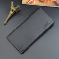Men's black long PU leather wallet, slim business casual multi-card holder clutch bag. - Black