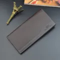 Men's Long Brown Wallet PU Leather Slim Minimalist Card Holder Business Casual Large Capacity - Dark Coffee