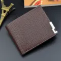 Men's brown short wallet with crocodile pattern soft leather, multi-card slot design. - Light Coffee