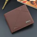 Men's short brown leather wallet with multi card slots, stylish casual bi-fold purse. - Light Coffee