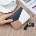 Women short colorblock wallet zipper coin purse with tassel and cute bunny pendant charm - Black