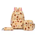 Ensemble de sac à dos scolaire décontracté à trois pièces, motif d'ours mignon voyage. - Jaune