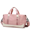 Hermosa bolsa de deporte rosa y blanca para mujer bolso de yoga y viaje con correa - Rosa Claro