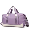Bolsa de viaje deportiva morada para mujer, bolsa de yoga fitness con diseño bicolor. - Púrpura