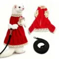 Ferret leash pet clothes red velvet dress winter warm vest for small animals cute costume - Single Skirt / Christmas Red
