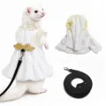 Ferret harness and leash set with cute angel wings white plush vest winter warm clothes for small pets - Single Skirt / Angel White