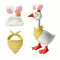 23-Inch Porch Goose Outfit Easter Bunny Hat and Carrot Print Scarf Costume Set for Holiday Decor - Easter Rabbit Outfit Set 3
