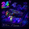24 Colors Glow UV Face Body Paint Markers Set, Neon Fluorescent Acrylic Pens for Kids Craft DIY - 24 Colors Set