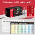 288 colors acrylic brush markers set with gift color card and replacement nibs for art. - 288 Colors