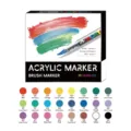 Juego de 24 rotuladores de pintura acrílica con punta de pincel suave para arte en roca y vidrio. - Set de tinta líquida (Antiguo) - 24 colores