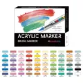 Juego de 60 rotuladores acrílicos con punta pincel y carta de colores para manualidades. - Set de tinta líquida (Antiguo) - 60 colores