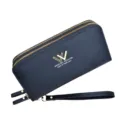 Women long wallet double zipper clutch bag PU leather large capacity wristlet purse - Black