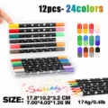 Set de 24 rotuladores brillantes de doble punta bolígrafos con purpurina para dibujo - Juego de 24 Colores