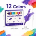12 Farben Acryl Marker Set Direkte Flüssigkeit Pinselspitze Schnelltrocknend Kunst Stift - 12 Farben (Farbbox-Verpackung)