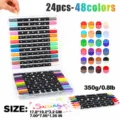 Set de 24pcs 48 colores rotuladores brillantes de doble punta con estuche para dibujo. - Juego de 48 Colores