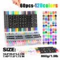 60pcs 120 colores rotuladores con purpurina de doble punta set con estuche para dibujo creativo. - Juego de 120 Colores
