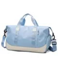 Light blue sports gym bag, waterproof yoga duffel with wet pocket, travel shoulder bag. - Light Blue