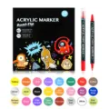 Dubbelzijdige acryl marker set, 24 levendige gesorteerde kleuren voor knutselen en creatieve hobby. - Kleur 24