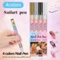4 colors nail art pen set 0.7mm tip quick dry acrylic graffiti painting pen for manicure. - Gold, Silver, Black and White (Pack of 4)