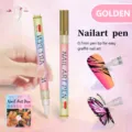 Nail art graffiti pen 0.7mm fine tip acrylic painting pen for DIY manicure design and salon use. - Gold