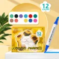 Juego de 12 rotuladores acrílicos, doble punta impermeable de secado rápido para dibujo artístico. - Set básico de 12 colores