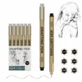 Drafting pen set of 6 waterproof fine liner sketch pens for anime art drawing and sketching. - 6 Pieces/Pack