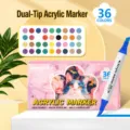 Juego de rotuladores acrílicos de doble punta 36 colores, bolígrafos de arte de secado rápido. - Set profesional de 36 colores