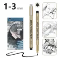 Professional drafting pen set for sketching, waterproof fine liner art pens, 1-3mm width. - BR#