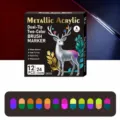 Dubbele Punt Metallic Acryl Marker Set 12 Stuks 24 Kleuren Kunst Tekenpennen voor DIY. - Set van 12 Pennen 24 Kleuren