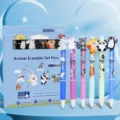 Stylos gel effaçables mignons, pointe 0.5mm encre bleue, pack de 6 stylos d'animaux pour papeterie. - Ensemble de 6 pièces / Bleu