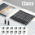 12pcs black micro fineliner pens set, waterproof ink sketching drawing pens with 12 nib sizes - 12 Pieces/Pack