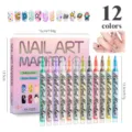 Set van 12 waterdichte sneldrogende acryl nail art stift markers voor mooie nagels. - 12 Kleuren Boxset