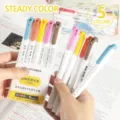 Set de subrayadores pasteles de doble punta, marcadores bonitos de colores para estudiantes - Color Estable