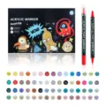 60-color acrylic paint marker set with dual-tip design for DIY rock painting, ceramic, and art craft. - 60 Colors