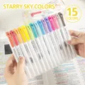 15 colores marca textos doble punta set pastel rotuladores para escuela oficina - Cielo Estrellado (15 Colores)