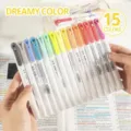 15 colores subrayadores pastel set rotuladores doble punta para journaling escuela oficina articulos - 15 colores de fantasía