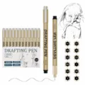 Drafting pen set waterproof fineliner sketch drawing pens for artists students 12pcs - 12 Pieces Set