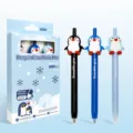 Cartoon penguin erasable gel pen set 0.5mm cute blue ink writing stationery - Penguin Pens (3-Pack)