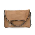 Bruine sude envelop schoudertas met ketting details en metalen studs voor de herfst. - 27*7*20 cm / Khaki