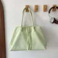 Borsa tote in tessuto verde chiaro, grande capacità, borsa a spalla casual per il lavoro quotidiano. - Verde