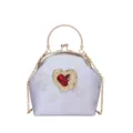 Barok stijl avondhandtas voor vrouwen, retro schelp ketting schoudertas met hart. - Paars