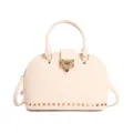 Elegante bolso de mano de cúpula blanca para mujer, bolso de hombro con tachuelas doradas. - Blanco