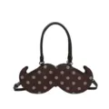 Mustache Shaped Polka Dot Handbag Women Novelty Shoulder Bag Cute PU Leather Tote - Coffee