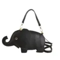 Black elephant shaped crossbody bag, cute niche design trendy single shoulder bag for women. - Black