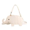 Elephant Crossbody Bag White Cute Animal Shoulder Bag Niche Design PU Leather Handbag - White